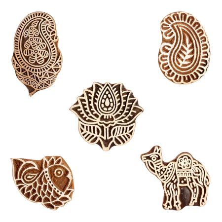 Set of 5 Piece New Mix Wooden Printing Block